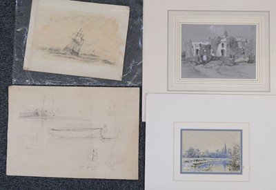 Lot 100 - Harding (James Duffield, 1797-1863). Carew Castle, August 1844, pencil..., and others