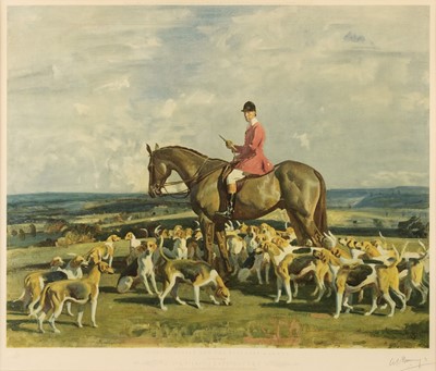 Lot 215 - Munnings (Alfred J., 1878-1959). Stanley Barker and the Pytchley Hounds, 1948