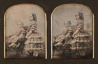 Lot 104 - Stereoscopic Daguerreotype. Portrait of two young girls by William Edward Kilburn, c. early 1850s