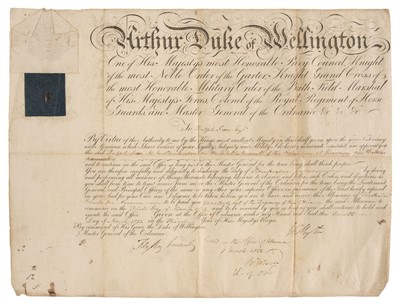 Lot 220 - Wellesley (Arthur, 1769-1852). Two Documents Signed, 7 March 1822 & 7 February 1826