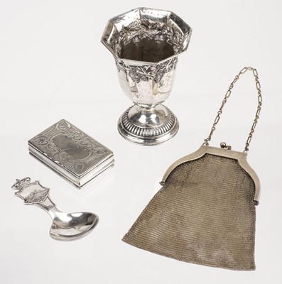 Lot 509 - Mixed Silver. An art deco silver-gilt mesh purse and other items