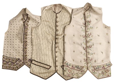 Lot 320 - Clothing. A gentleman's embroidered silk waistcoat, late 18th century