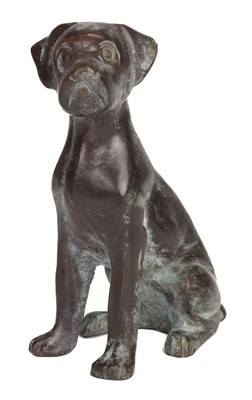 Lot 450 - Bronze. A bronze sculpture of a boxer dog, late 20th century