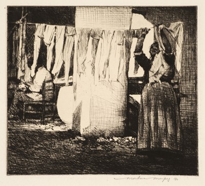 Lot 237 - Menpes (Mortimer Luddington, 1855-1938). Hanging out the Washing, etching