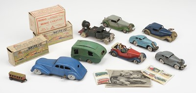 Lot 10 - Model Cars. Tri-Ang Minic, Cabriolet and other clockwork cars