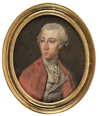 Lot 202 - English School. Portrait of a Gentleman in a Red Coat, circa 1800