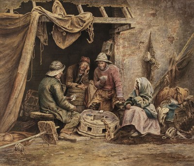 Lot 123 - Ward (William H., active 1850-1900). Fishermen and woman playing the cards (Cornwall?), 1876