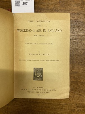 Lot 287 - Engels (Friedrich). The Condition of the Working-Class in England in 1844, 1892
