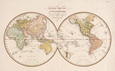 Lot 185 - World. Tardieu (Ambrose), Mappe-Monde en deux Hémisphères, Paris, 1821