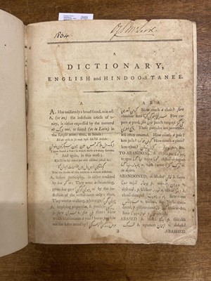 Lot 323 - Gilchrist (John). [A Dictionary, English and Hindoostanee, in which the words are marked... , 1787-90]