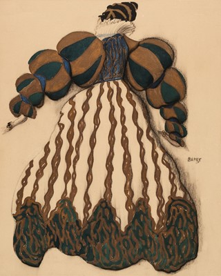 Lot 163 - Attributed to Leon Bakst 1866-1924. Costume design for a character from The Legend of Joseph, circa 1914