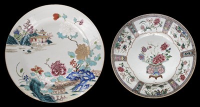 Lot 482 - Charger. Two Chinese famille rose porcelain chargers, 18th century