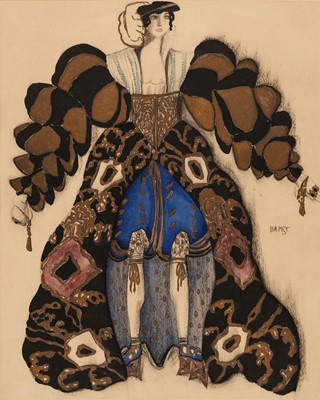 Lot 164 - Attributed to Leon Bakst 1866-1924. Costume design for a character from The Legend of Joseph, circa 1914