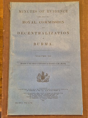 Lot 51 - Parliamentary Papers. Proposals of the Government of India for a New Constitution for Burma, 1920