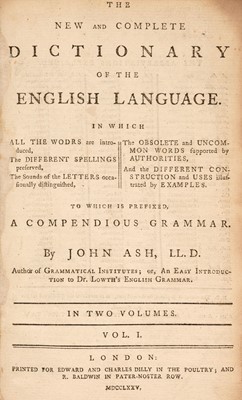 Lot 317 - Ash (John). The New and Complete Dictionary of the English Language, 2 volumes, 1775