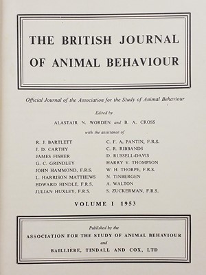 Lot 382 - Association for the Study of Animal Behaviour. Journal, vols. 1-14 & 16, in 9, pub. 1953-68