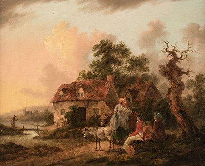 Lot 31 - Le Cave (Peter, active c.1769-circa 1811). Travellers by a Cottage [and] Taking Cattle to Market