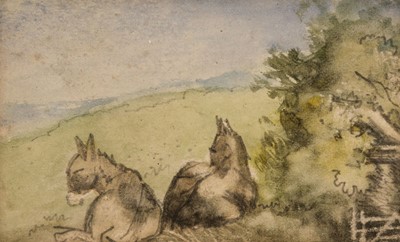 Lot 116 - Attributed to Myles Birket Foster (1825-1899). Donkeys Resting in a Field