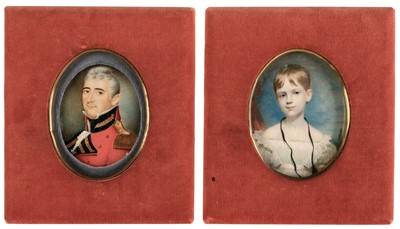 Lot 78 - English School. Portrait Miniatures of a British Army Senior Officer, & of a Young Child, circa 1830