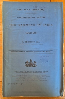 Lot 48 - Parliamentary Papers. Brereton (A.). East India (Railways). Administration Report on the Railways in India for 1898-99, 1899