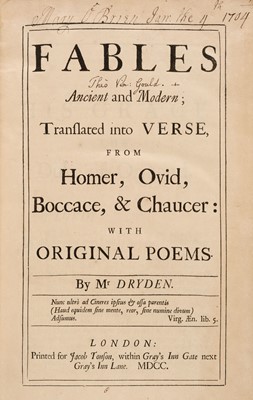 Lot 253 - Dryden (John). Fables Ancient & Modern, London: for Jacob Tonson, 1700