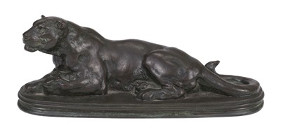 Lot 40 - Barye (Antoine-Louis, 1796-1875). Panthère couchée, bronze