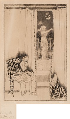 Lot 246 - Carter (Frederick, 1885-1967). Pierrot in love with the moon, etching, circa 1911