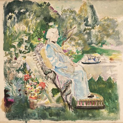 Lot 156 - Fisher-Prout (Margaret, 1875-1963). Lady Resting in a Garden, watercolour