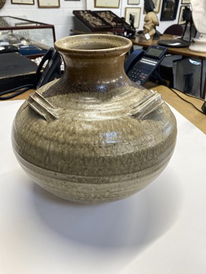 Lot 419 - Prindl (Chris, 1968-). A large wood fired globular stoneware jar with handles
