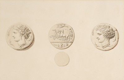 Lot 67 - Attributed to Domenico del Frate (1765-1821). Four studies of Ancient Greek coins, circa 1820