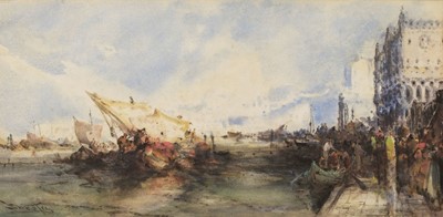 Lot 150 - Wasley (Frank, 1848-1934). Quayside, St. Marks Square, Venice, watercolour