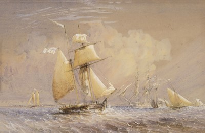 Lot 118 - Brierly (Oswald Walter, 1817 - 1894). Sailing Vessels in a Stiff Breeze