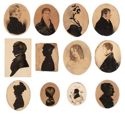 Lot 81 - Miniature Portraits & Silhouettes. A collection of miniature portraits, early-mid 19th century