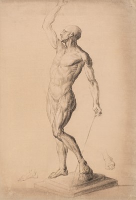 Lot 25 - Attributed to Richard Earlom (1743-1822). Male Nude, chalk on laid paper