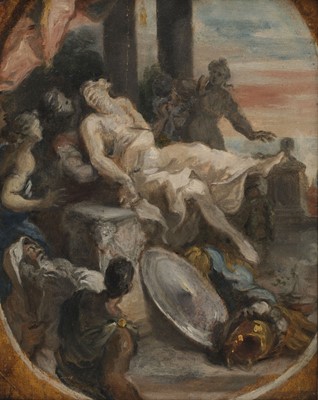 Lot 30 - Italian School. The Death of Germanicus, later 18th century, oil on wood panel