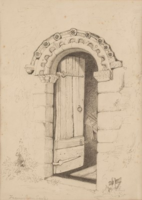 Lot 132 - Cotman (John Sell, 1782-1842). South Door, Framingham Earl Church, Norfolk, 1817, pencil