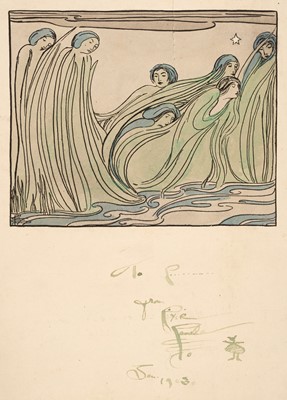 Lot 154 - Smith (Pamela Colman, 1878-1951). Group of Young Women, 1903, watercolour and black ink