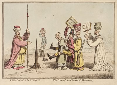 Lot 137 - Gillray (James). Théologie a la Turque.-The Pale of the Church of Mahomet, 1799