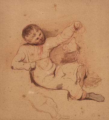 Lot 59 - Circle of Benjamin West, Seated Boy, watercolour