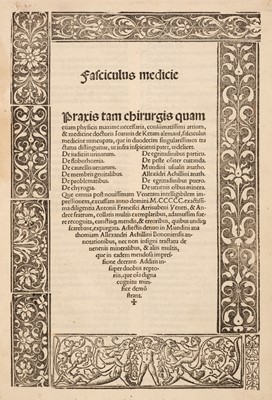 Lot 234 - Ketham (Johannes de). Fasciculus medici[n]e …, Venice: Cesare Arrivabene, March 1522