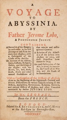 Lot 307 - Johnson [Samuel, translator]. A Voyage to Abyssinia, 1st English edition, 1735