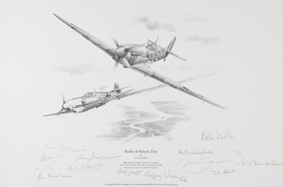 Lot 269 - Trudgian (Nicolas). Battle of Britain Day, black and white print, numbered 55/200