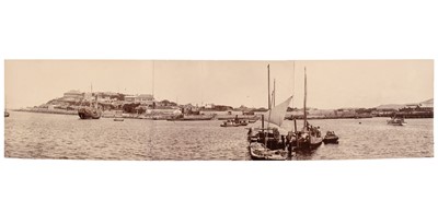 Lot 19 - China. A small three-part panorama of Chefoo [now Yantai], c. 1900, gelatin silver prints