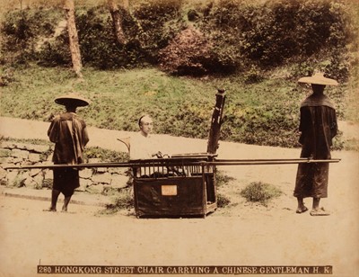 Lot 59 - Hong Kong. Hong Kong street chair carrying a Chinese gentleman, c. 1890s