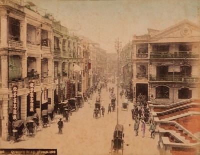 Lot 62 - Hong Kong. Queen's Road, Hong Kong, c. 1890s, hand-tinted albumen print