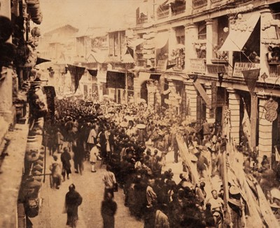 Lot 60 - Hong Kong. Lion Dance on Queen's Road, Hong Kong, c. 1880s, albumen print