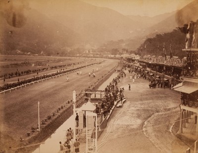 Lot 53 - Hong Kong. A group of 4 photographs of Happy Valley Racecourse, c. 1880s, albumen prints