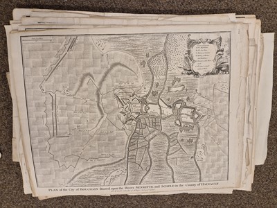 Lot 160 - Europe. A collection of approximately 75 maps of cities and battle plans, mostly 18th-century