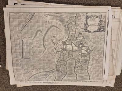 Lot 160 - Europe. A collection of approximately 75 maps of cities and battle plans, mostly 18th-century