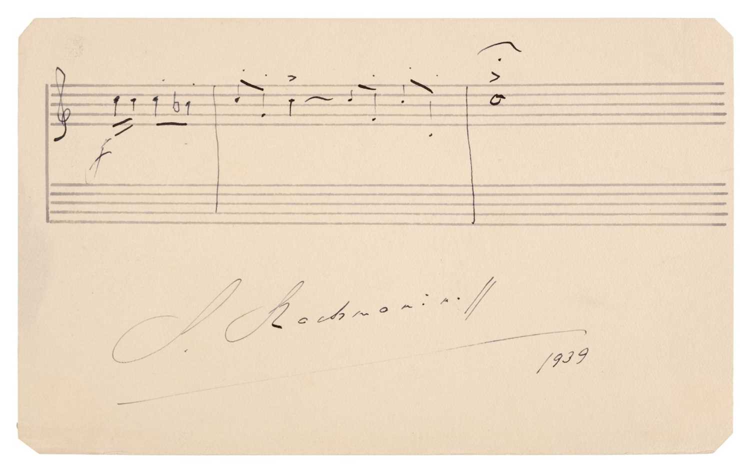 Lot 199 - Rachmaninoff (Sergei, 1873-1943). Autograph Musical Quotation Signed, ‘S. Rachmaninoff, 1939’